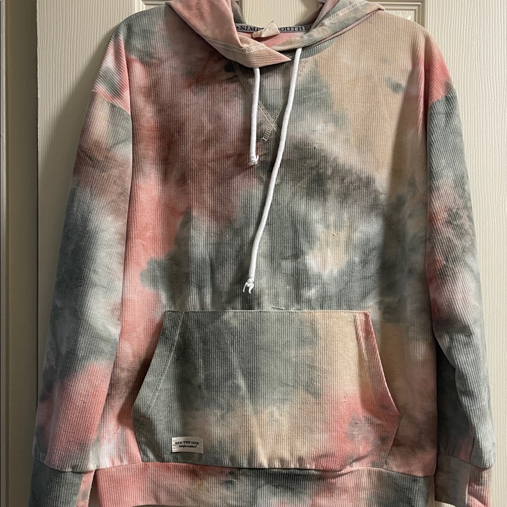 Simply Southern Tie-Dye Hoodie - Pink and Gray